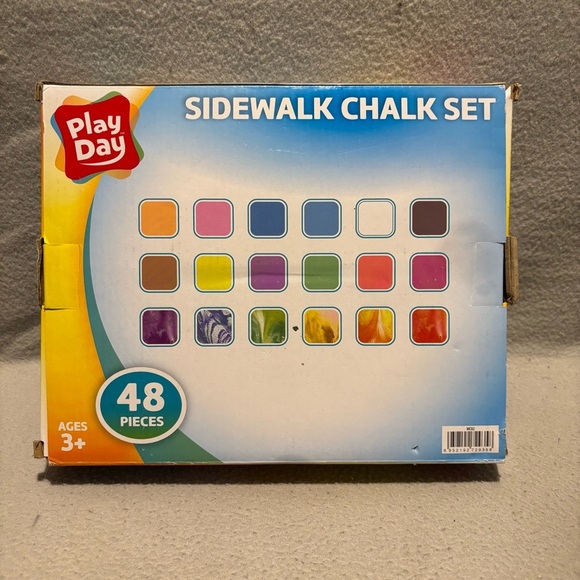 Play Day Sidewalk Chalk 48 Pieces ages 3+ includes 12 tie- dye and solid colors - Picture 2 of 2